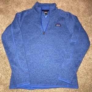 Patagonia Fleece Kids XL (14) Blue Logo Spellout